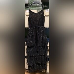 Rare Editions Black Tulle and Stars Dress